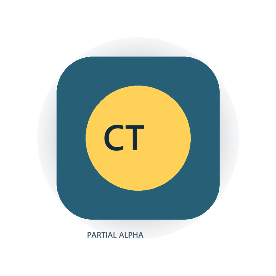 Controlled PNG design shown over a checkerboard to reveal fully and partially transparent pixels