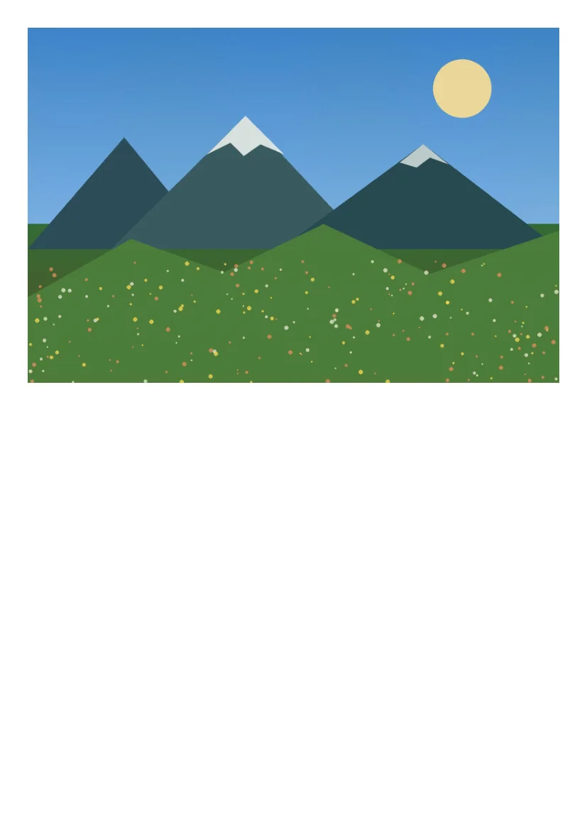 Portrait A4 PDF page with a landscape photograph and white space below