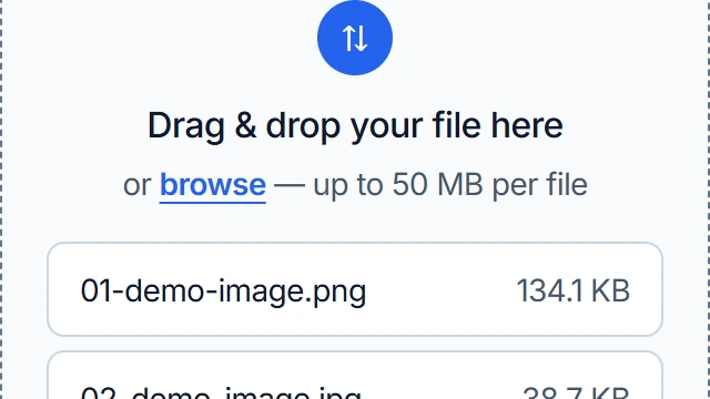 Converttwo upload area showing two selected demonstration images