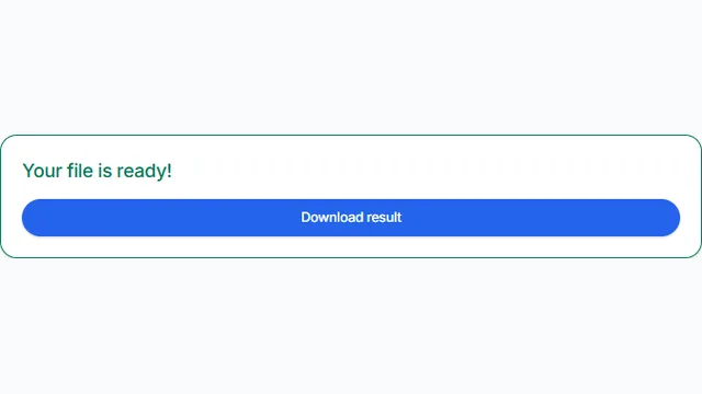 Completed JPG to PNG conversion with the Download result button